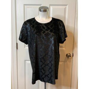 Torrid Black Snakeskin Velvet Short Sleeve T-Shirt, Size 2X, NWT! $50